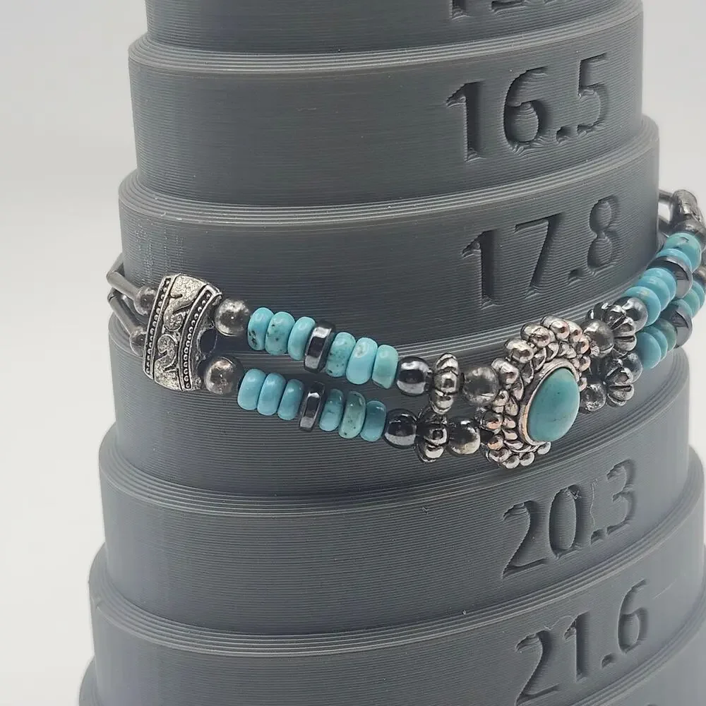 Turquoise Color Beaded Bracelet Silver Tone Boho Southwestern Cuff Lobster 7